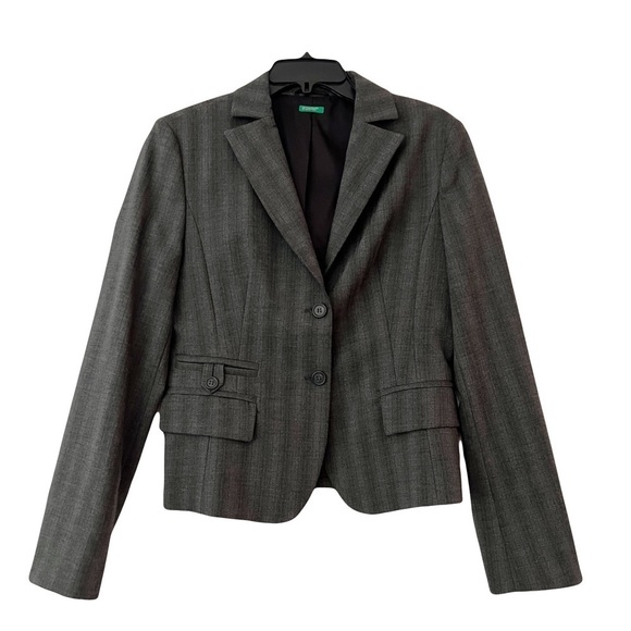 United Colors of Benetton Gray Two-Button Blazer Size 8 - Picture 1 of 13